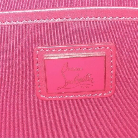 Auth Christian Louboutin Blue Spiked Studded Calfskin Loubiposh Clutch - Picture 9 of 10